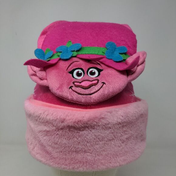 Dreamworks Trolls Girl's Poppy Christmas Cap Hat Pink Vegan Fur Pom Pom - Picture 2 of 9